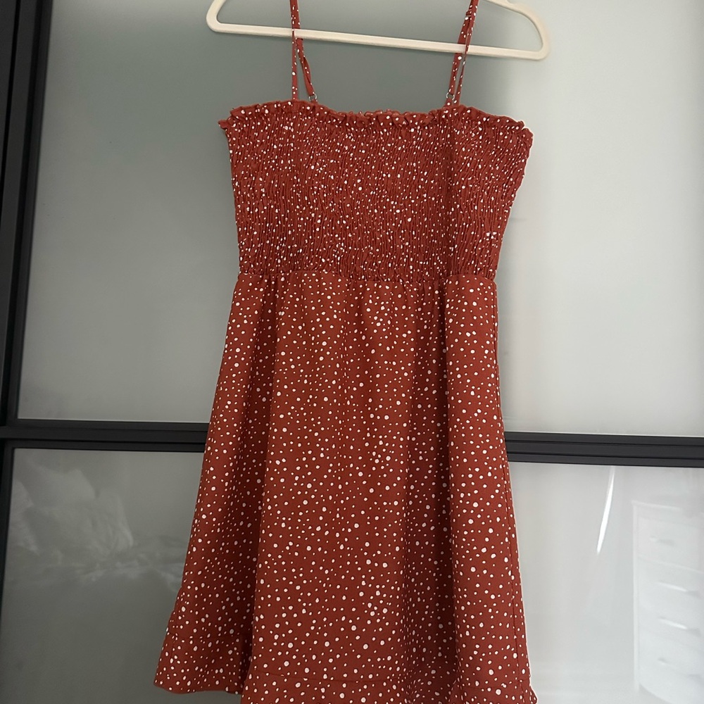 Polka Dot Summer Dress - Rust
